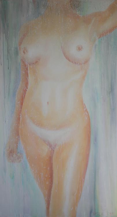 All Clean, a commissioned painting by Natalie Dyer designed for a tall stairwell wall, its colours flowing with the other large works in the adjoining rooms